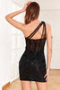 Load image into Gallery viewer, Sparkly Black Corset Sequins Tight Short Graduation Dress