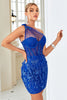Load image into Gallery viewer, Bodycon One Shoulder Royal Blue Short Graduation Dress with Appliques