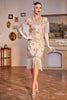 Load image into Gallery viewer, Sequins Dark Green Roaring 20s Great Gatsby Fringed Flapper Dress with Sleeve