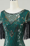 Dark Green Sequins 1920s Flapper Dress with Fringes