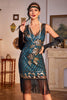 Load image into Gallery viewer, Dark Green Glitter Fringes Flapper Great Gatsby Dress with Sleveless