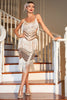 Load image into Gallery viewer, Spaghetti Straps Champagne Fringed Roaring 20s Great Gatsby Dress