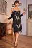 Load image into Gallery viewer, Spaghetti Straps Black Sequins 1920s Dress with Fringes