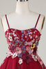 Load image into Gallery viewer, Gorgeous A Line Spaghetti Straps Burgundy Short Graduation Dress with 3D Flowers
