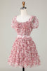 Load image into Gallery viewer, Cute A Line Floral Ivory Red Flower Graduation Dress with Ruffles