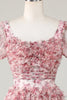 Load image into Gallery viewer, Cute A Line Floral Ivory Red Flower Graduation Dress with Ruffles