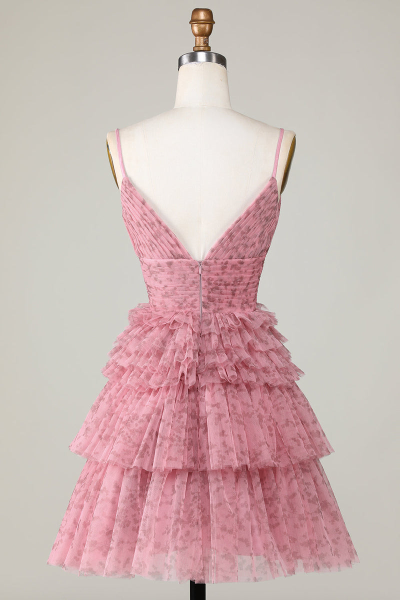 Load image into Gallery viewer, Cute A Line Spaghetti Straps Blush Graduation Dress with Ruffles