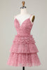 Load image into Gallery viewer, Cute A Line Spaghetti Straps Blush Graduation Dress with Ruffles