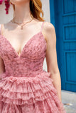 Blush A Line Spaghetti Straps Graduation Dress with Ruffles