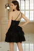 Load image into Gallery viewer, Stylish A Line One Shoulder Black Short Homecoming Dress with Appliques