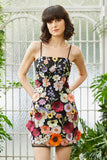 Black Spaghetti Straps Sheath Graduation Dress with 3D Flowers