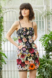 Black Spaghetti Straps Sheath Graduation Dress with 3D Flowers