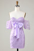 Load image into Gallery viewer, Bodycon Sweetheart Purple Short Graduation Dress with Bowknot