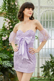 Sweetheart Purple Short Graduation Dress with Appliques