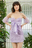 Sweetheart Purple Short Graduation Dress with Appliques