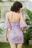 Sweetheart Purple Short Graduation Dress with Appliques