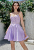 Load image into Gallery viewer, Cute A Line Spaghetti Straps Purple Corset Homecoming Dress with Criss Cross Back