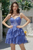 Load image into Gallery viewer, Gorgeous A Line Spaghetti Straps Dark Blue Sparkly Corset Homecoming Dress