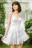 Load image into Gallery viewer, White A-Line Spaghetti Straps Tiered Lace Little White Dress