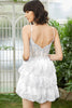Load image into Gallery viewer, White A-Line Spaghetti Straps Tiered Lace Little White Dress