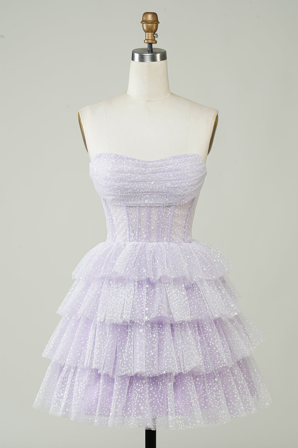 Sparkly Purple Corset Tiered Cute Homecoming Dress