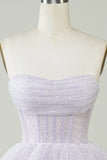 Sparkly Purple Corset Tiered Cute Homecoming Dress