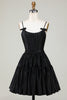 Load image into Gallery viewer, Trendy A-Line Spaghetti Straps Black Short Graduation Dress