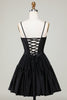 Load image into Gallery viewer, Trendy A-Line Spaghetti Straps Black Short Graduation Dress