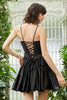 Load image into Gallery viewer, A-Line Spaghetti Straps Black Short Graduation Dress