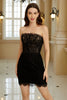 Load image into Gallery viewer, Trendy Sheath Strapless Black Corset Homecoming Dress with Beading