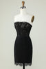 Load image into Gallery viewer, Strapless Black Graduation Dress with Beading