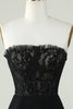 Load image into Gallery viewer, Strapless Black Graduation Dress with Beading
