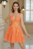 Load image into Gallery viewer, Sparkly Orange A Line Glitter Homecoming Dress with Sequins