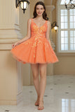 Orange A Line Glitter Homecoming Dress with Sequins