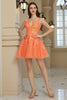 Load image into Gallery viewer, Orange A Line Glitter Homecoming Dress with Sequins