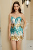 Load image into Gallery viewer, Unique Sheath Spaghetti Straps Blue Sequins Short Homecoming Dress