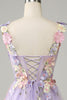 Load image into Gallery viewer, Purple Spaghetti Straps Tulle Homecoming Dress With 3D Flowers