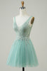 Load image into Gallery viewer, A Line Cute Green Homecoming Dress with Appliques