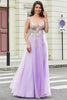 Load image into Gallery viewer, Gorgeous A Line Spaghetti Straps Lilac Long Prom Dress with Appliques