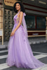 Load image into Gallery viewer, Gorgeous A Line Halter Neck Grey Purple Corset Prom Dress with Appliques