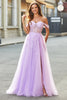 Load image into Gallery viewer, Off The Shoulder Lilac A-Line Beaded Corset Prom Dress