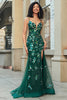 Load image into Gallery viewer, Stunning Mermaid Spaghetti Straps Dark Green Long Prom Dress with Appliques