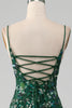 Load image into Gallery viewer, Mermaid Lace-Up Back Dark Green Prom Dress with Appliques