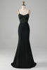 Load image into Gallery viewer, Black Mermaid Spaghetti Straps Corset Prom Dress With Appliques