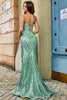 Load image into Gallery viewer, Trendy Mermaid Spaghetti Straps Green Long Prom Dress with Criss Cross Back