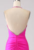 Load image into Gallery viewer, Fuchsia Mermaid Halter Neck Backless Long Prom Dress