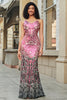 Load image into Gallery viewer, Stunning Mermaid Spaghetti Straps Fuchsia Sequins Long Prom Dress with Backless