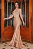 Load image into Gallery viewer, Trendy Mermaid Spaghetti Straps Champagne Corset Prom Dress with Beading