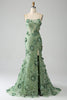 Load image into Gallery viewer, Mermaid Spaghetti Straps Green Corset Prom Dress with Appliques