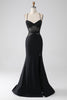 Load image into Gallery viewer, Mermaid Black Spaghetti Straps Long Prom Dress with Slit